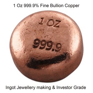 1 Troy Oz 999.9 Solid Fine Grade Copper Bullion Ingot Investor Bars