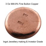 3 Troy Oz 999.9 Solid Fine Grade Copper Bullion Ingot Investor Bars
