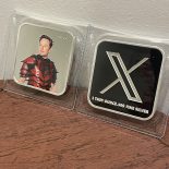 2023 – 1 OZ .999 Fine Silver Square Bar Colorized Elon Musk X Logo Back – Ltd Ed. #/250