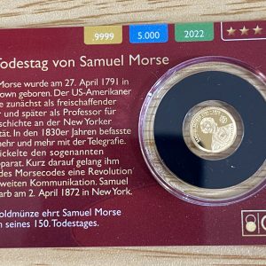 2022 - Gold Coin Card - Solomon Islands $10 Gold PP Samuel Morse