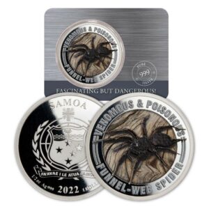 2022 Samoa Venomous & Poisonous Funnel-Web Spider 1/2 oz. Silver Colorized Coin