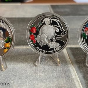 2019 NIUE Island-New Zealand Mint Minted Golden Pig Blessing $2 Colorized Silver Proof 3-Coin Set