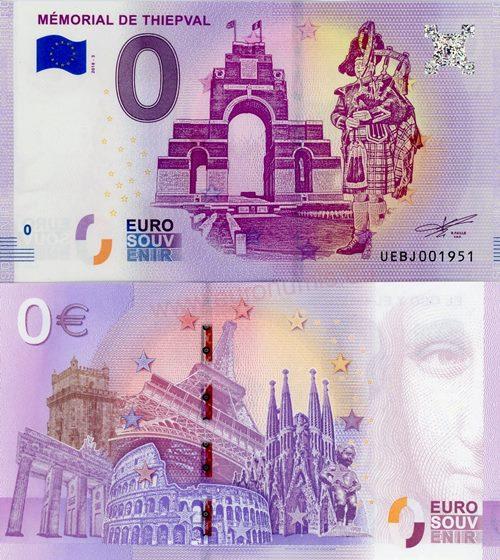 2018 - Banknote souvenir tourist memorial De Thiepval