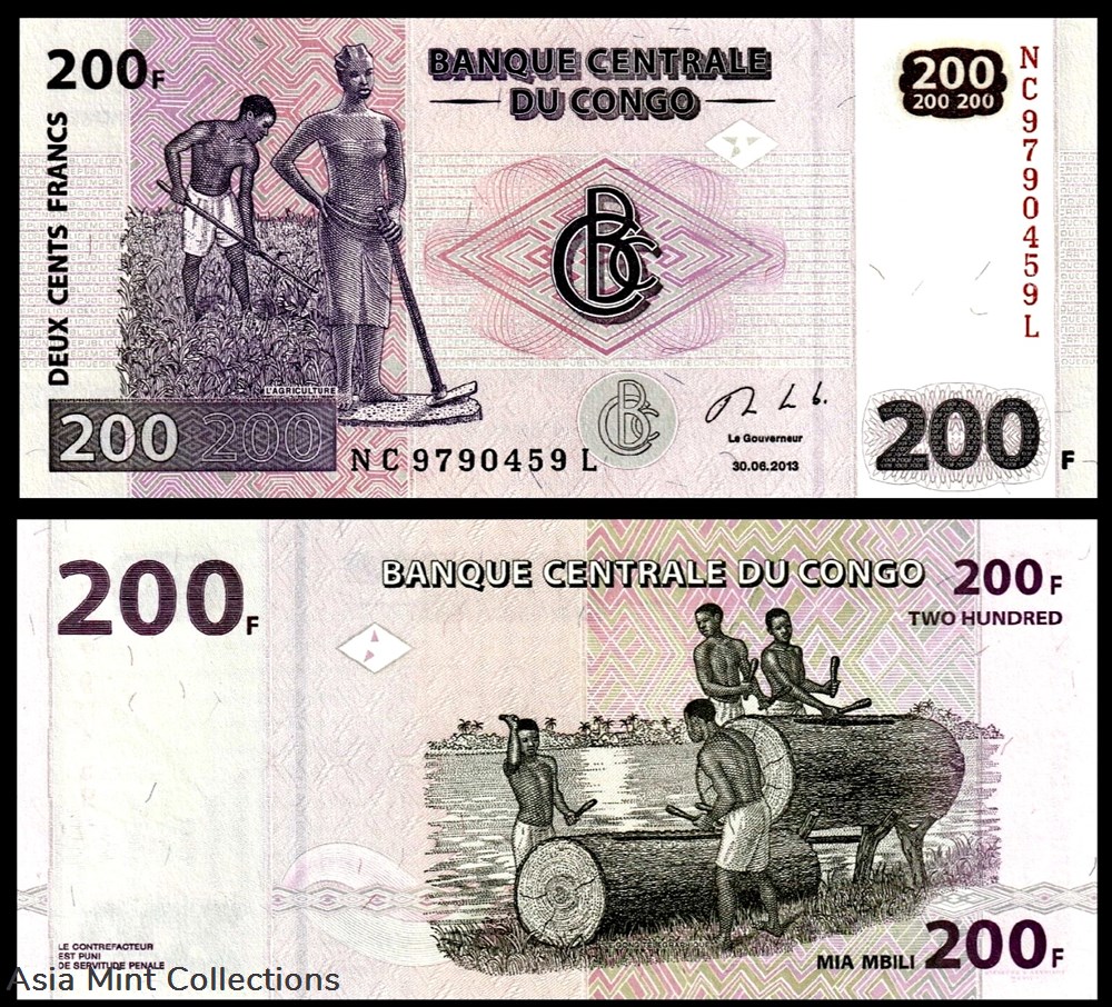 2013 - Banknote banknote - Central Bank of the CONGO, 200 FRANCS UNC