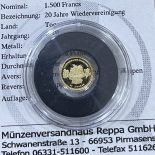 2012 – TOGO 1500 francs in 9999 gold (0.5g), PP – 20 years reunification