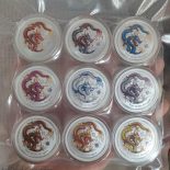 2012 Perth Mint Australia 9 x 1oz Silver Dragon Lunar Series Colorized (Set of 9 Coins)