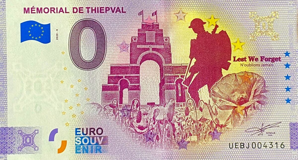 2020 - Memorial De Thiepval France Bill Number 3600