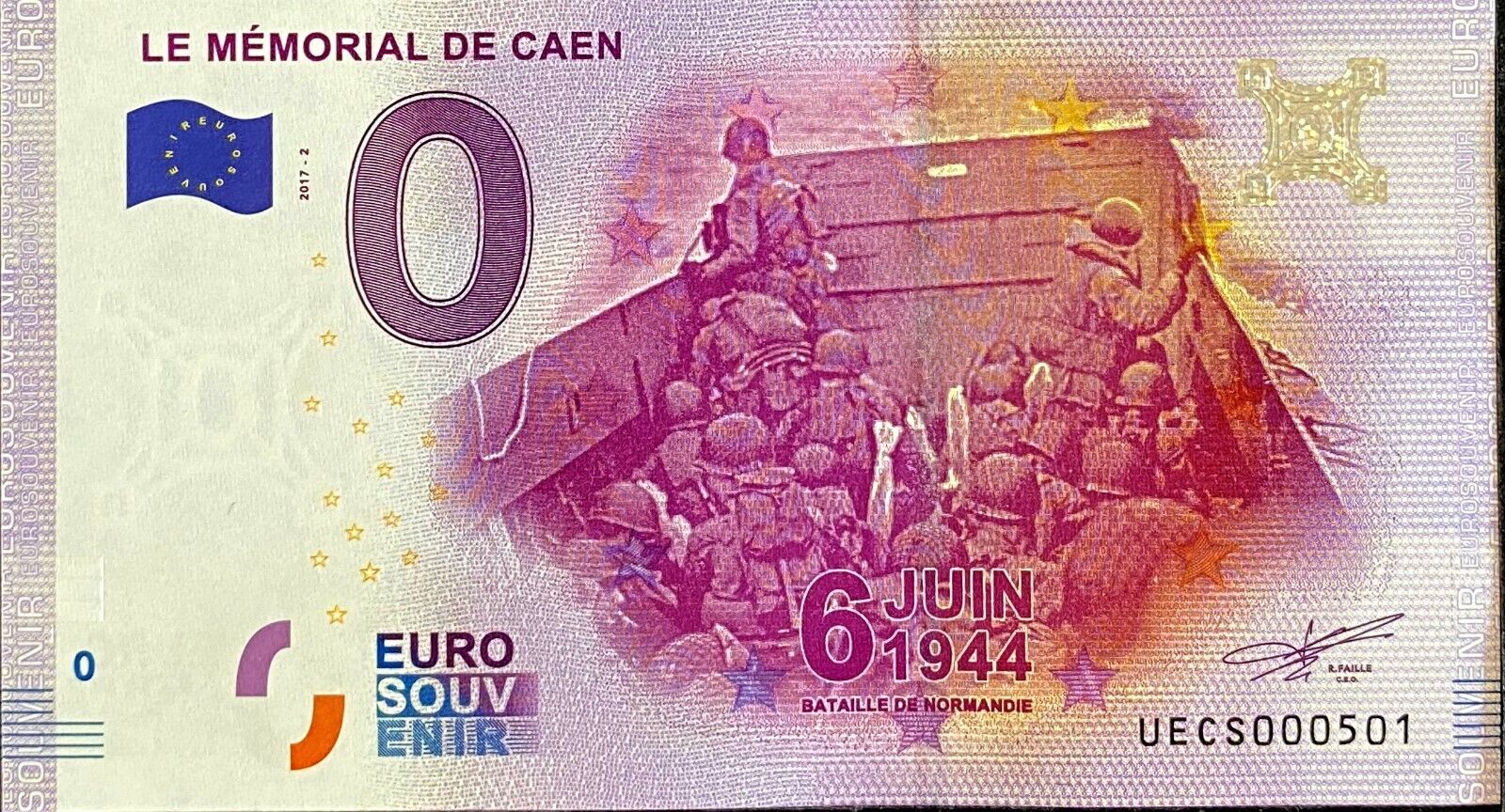 2017 - Banknote 0 Euro Memorial De Caen 6 June 1944 France