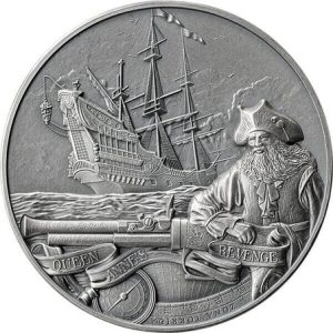 2023 - Queen Anne's Revenge Captains of Fortune 2 oz Silver Coin 5$ Barbados