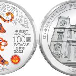 2022 – Macau Year of the Tiger 5 oz Silver Proof Color Coin