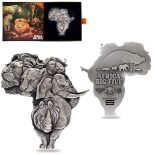2022 – 1 Oz Silver Coin Chad 5000 CFA Francs Big Five Africa Shaped High Relief
