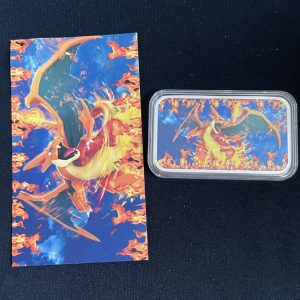 Fire Charizard Pokémon Trading Card - 1 troy oz .999 Fine Silver Proof CoLoR Bar