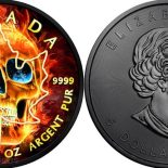 2018 – 5 Dollars BURNING SKULL Maple Leaf Ruthenium 1 Oz Silver Coin 5$ Canada