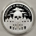 2021 – 1oz Religion Is Mind Control Silver Shield Proof Coin