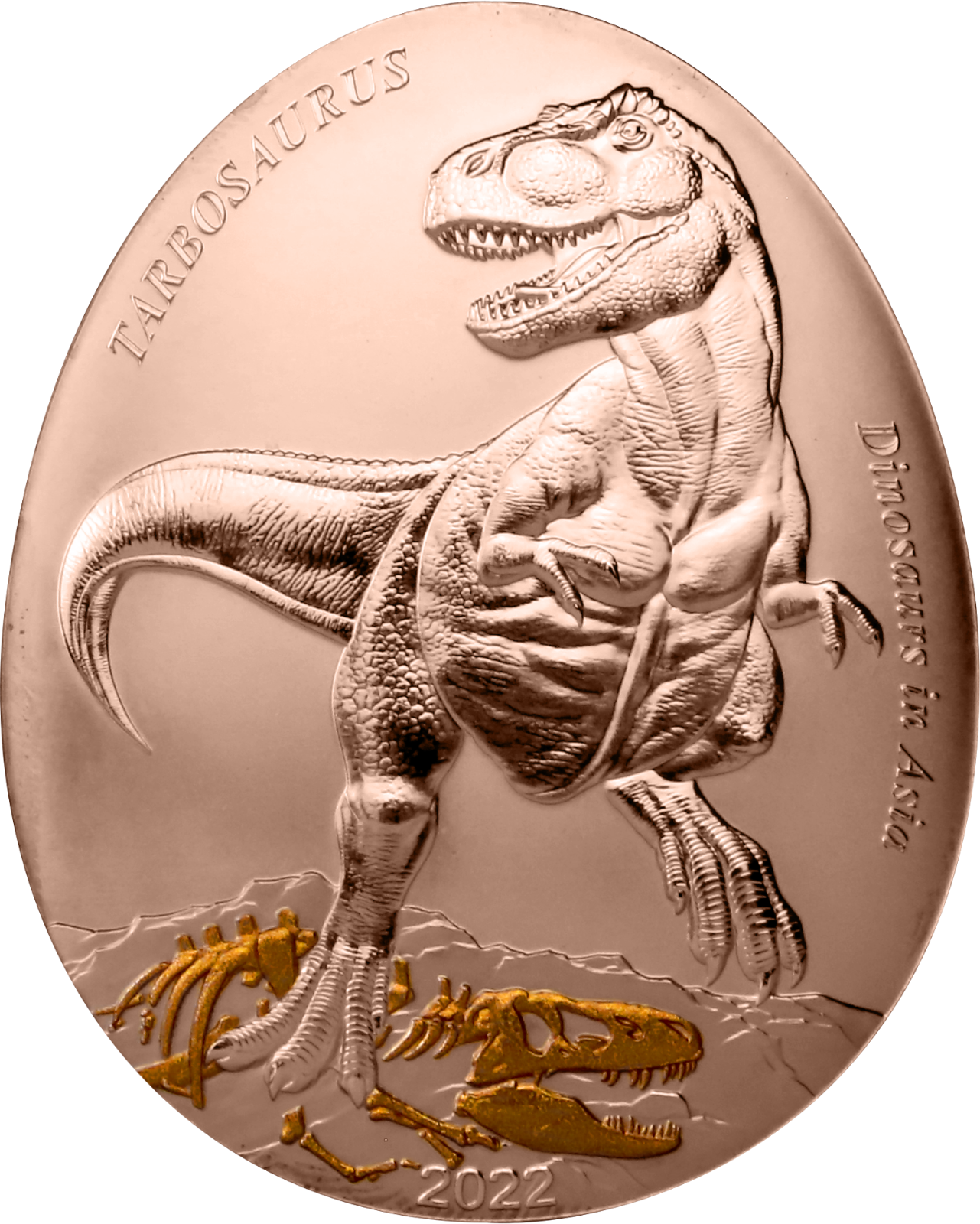 1.2022 - Samoa 20cents Dinosaurs in Asia 3 Tarbosaurus Curved commemorative coin png
