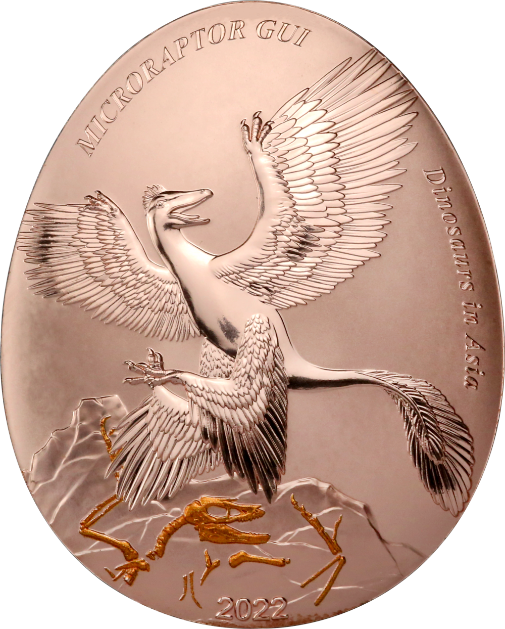 1.2022 - Samoa 20cents Dinosaurs in Asia 5 Microraptor Gui Curved commemorative coin png