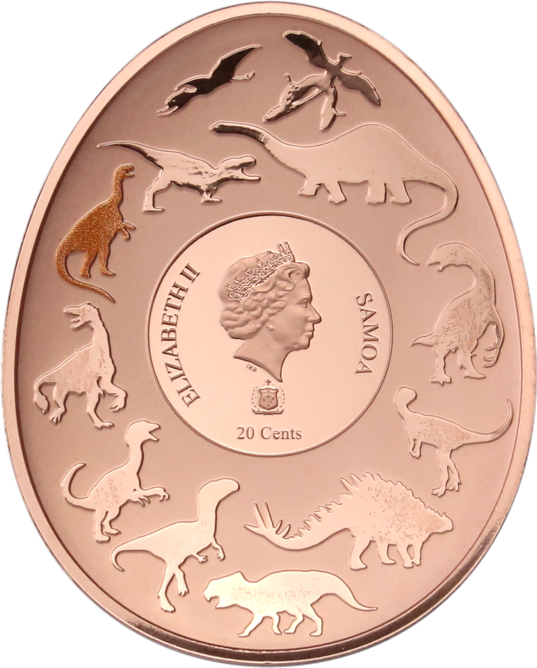 2.2022 - Samoa 20cents Dinosaurs in Asia 2 Lufengosaurus Curved commemorative coin png