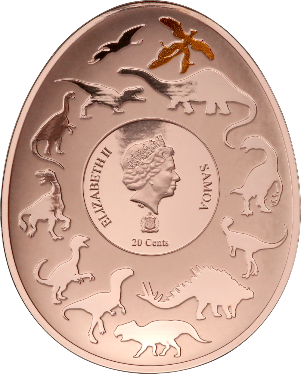 2.2022 - Samoa 20cents Dinosaurs in Asia 5 Microraptor Gui Curved commemorative coin png