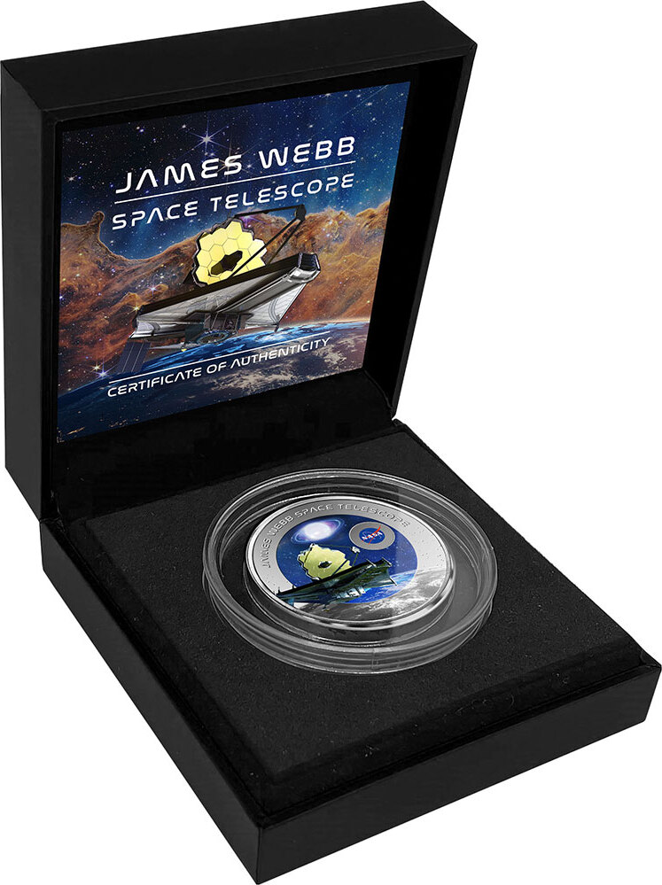 2.j2023 - JAMES WEBB TELESCOPE 1 Oz Titanium Coin 2 Cedis Ghana Mintage of 5000 REDUpeg