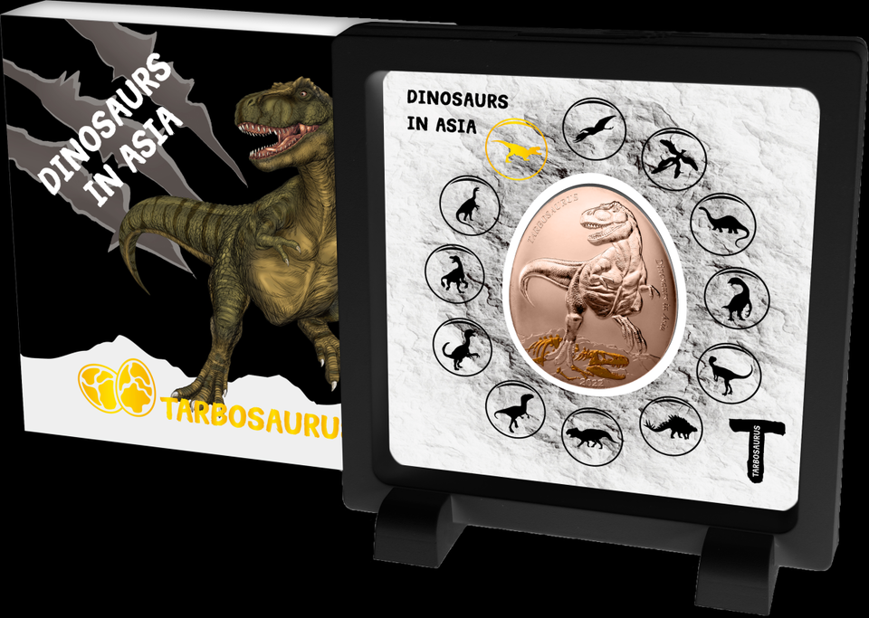 3.2022 - Samoa 20cents Dinosaurs in Asia 3 Tarbosaurus Curved commemorative coin png