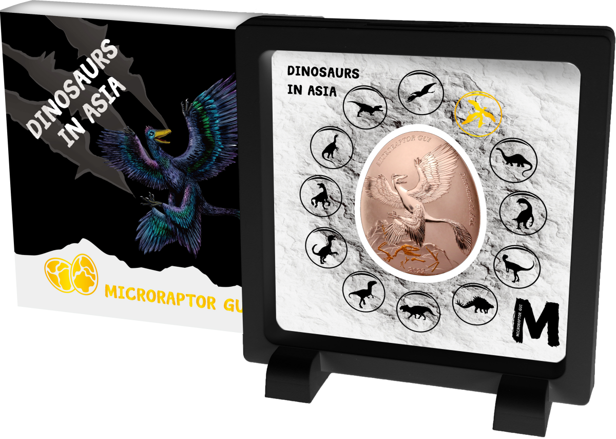 3.2022 - Samoa 20cents Dinosaurs in Asia 5 Microraptor Gui Curved commemorative coin png