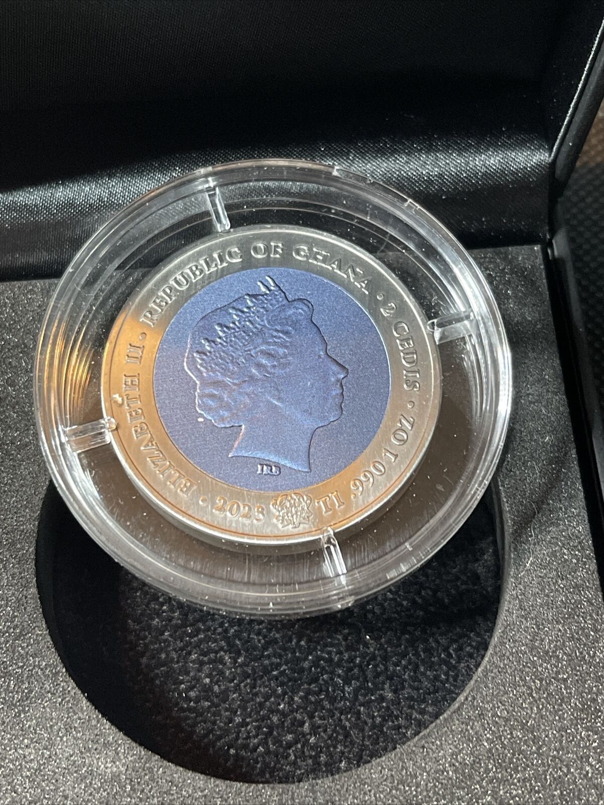 4.2023 - JAMES WEBB TELESCOPE 1 Oz Titanium Coin 2 Cedis Ghana Mintage of 5000 REDUjpeg