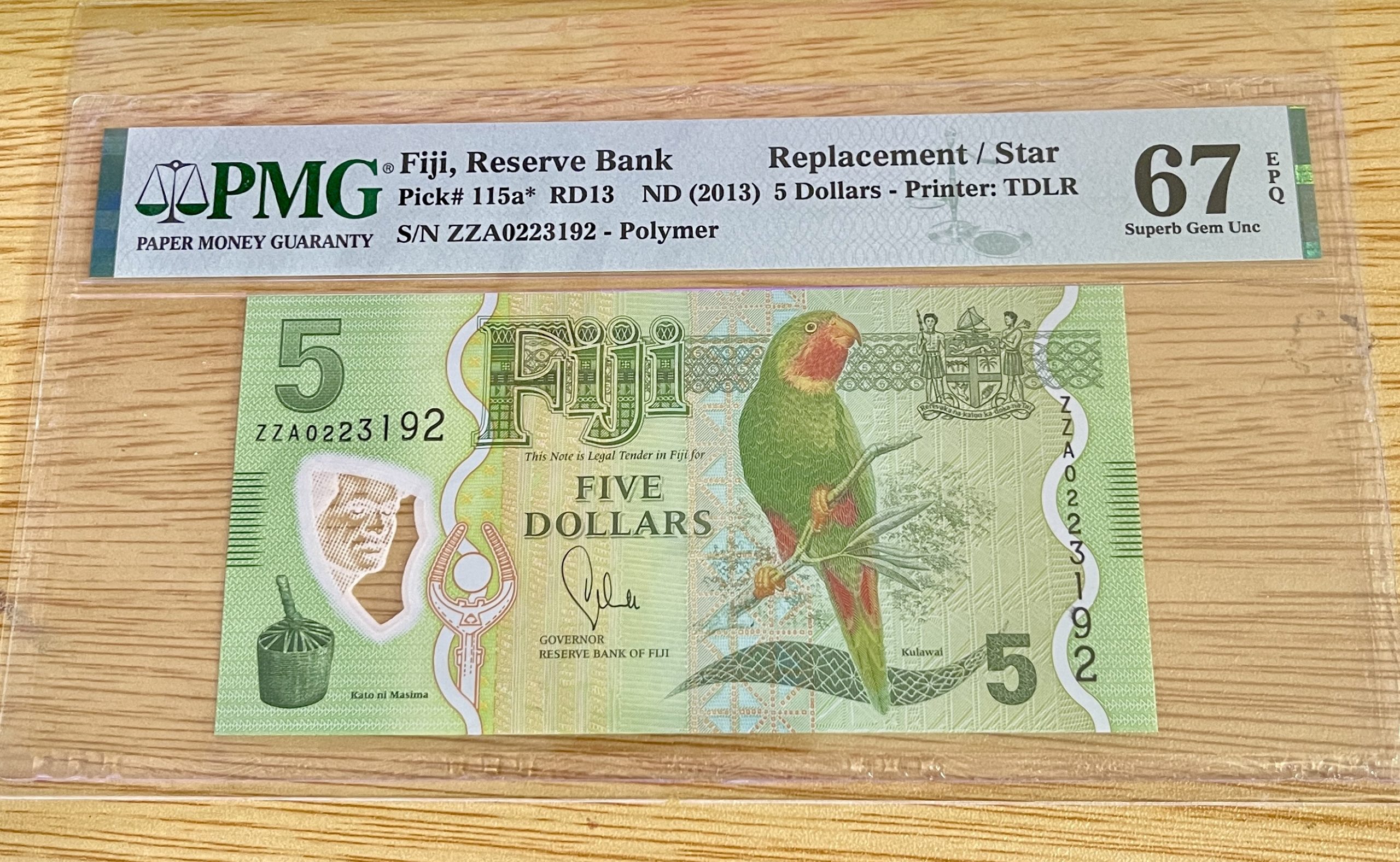 1 2013 - FIJI 5 DOLLARS-PICK 115a **PMG 67 EPQ SUPERB GEM UNC**