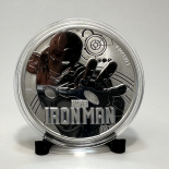 2018 MARVEL IRONMAN QEII REVERSE FROSTED TUVALU 1OZ SILVER PROOF $1 COIN & BOX