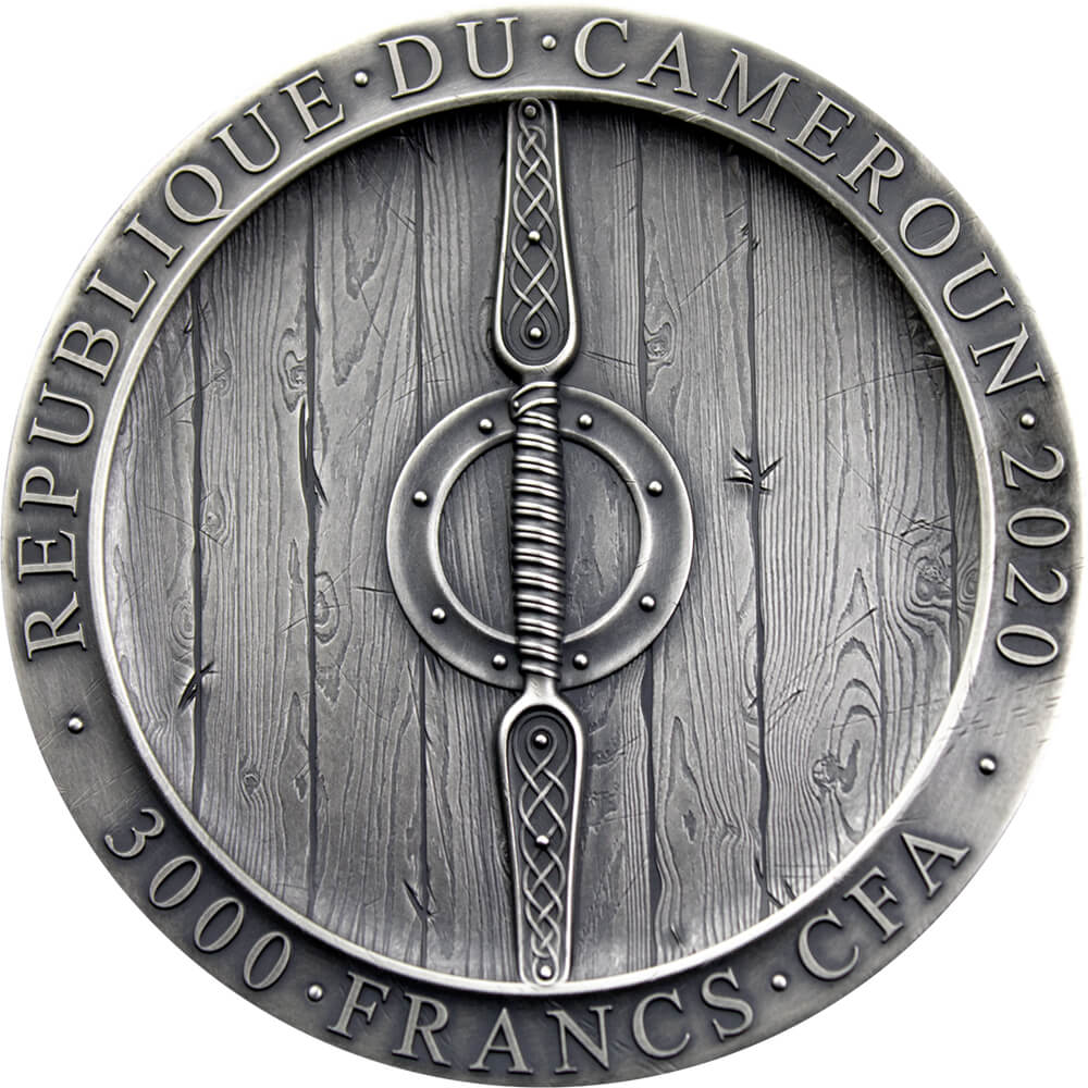 2 2020 - AXEMAN VIKING Legendary Warriors 3 Oz Silver Coin 3000 Francs Cameroon