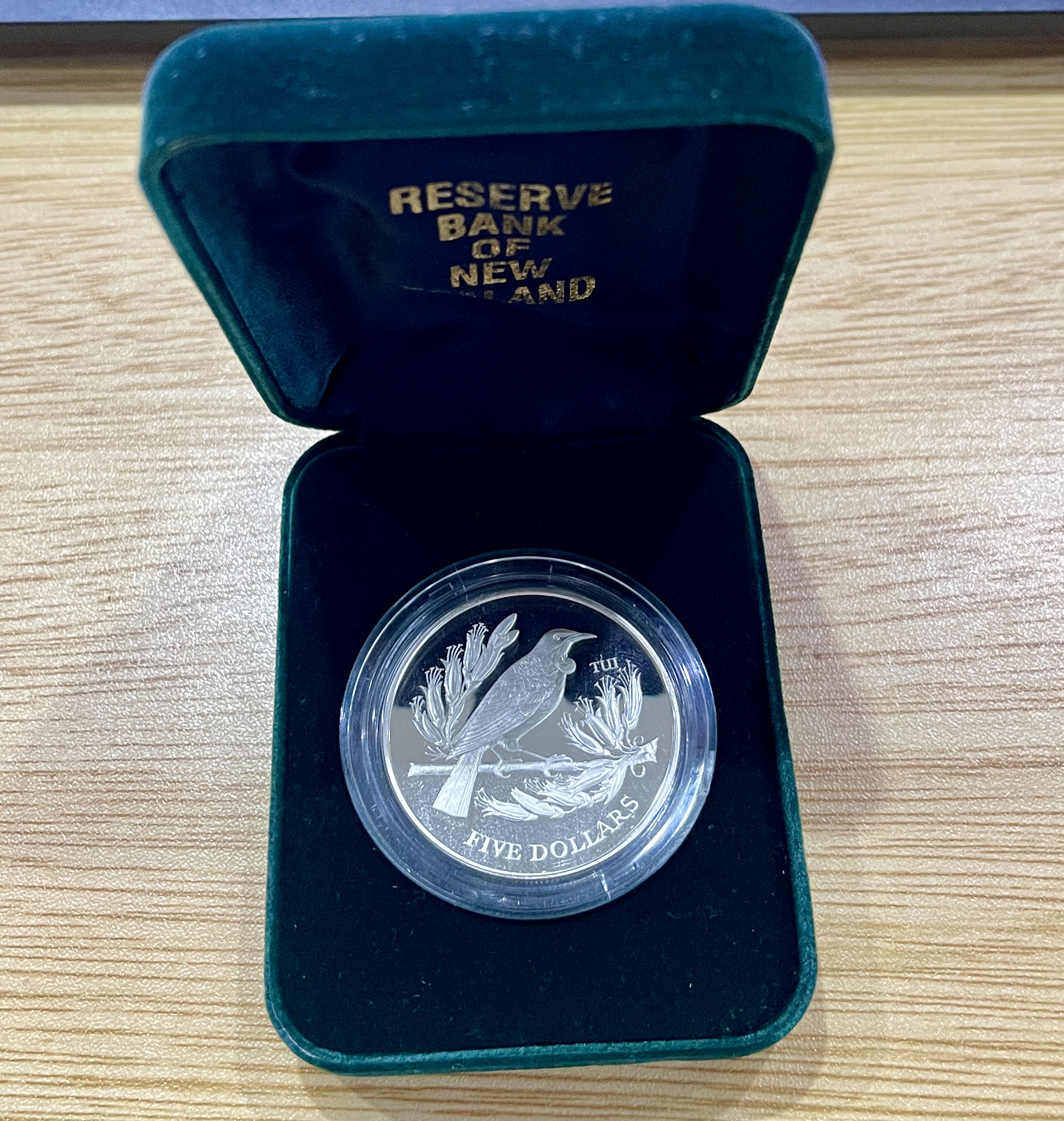 3 1995 New Zealand Five Dollar Silver Proof Coin Queen Elizabeth II Tui Bird