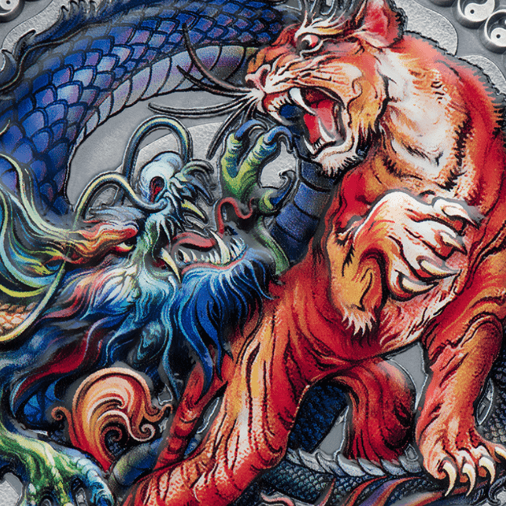 3 2022 - Tiger and Dragon Oriental Culture Collection Silver Coin Republic of Ghana