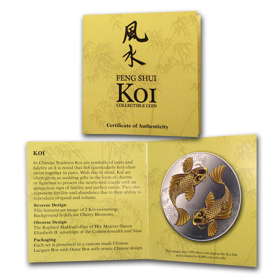 4 . 2012 Niue 1 oz Silver $2 Feng Shui Koi Fish