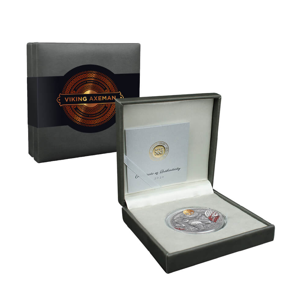 4 2020 - AXEMAN VIKING Legendary Warriors 3 Oz Silver Coin 3000 Francs Cameroon