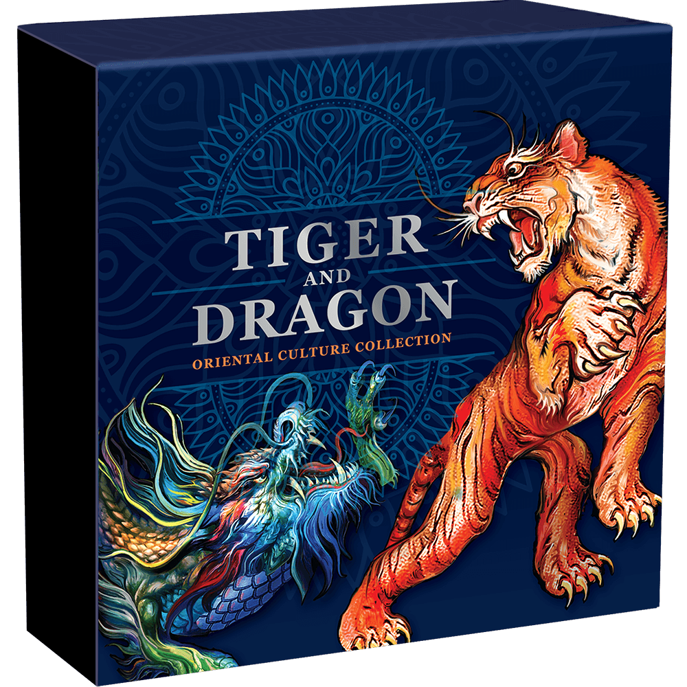 5 2022 - Tiger and Dragon Oriental Culture Collection Silver Coin Republic of Ghana